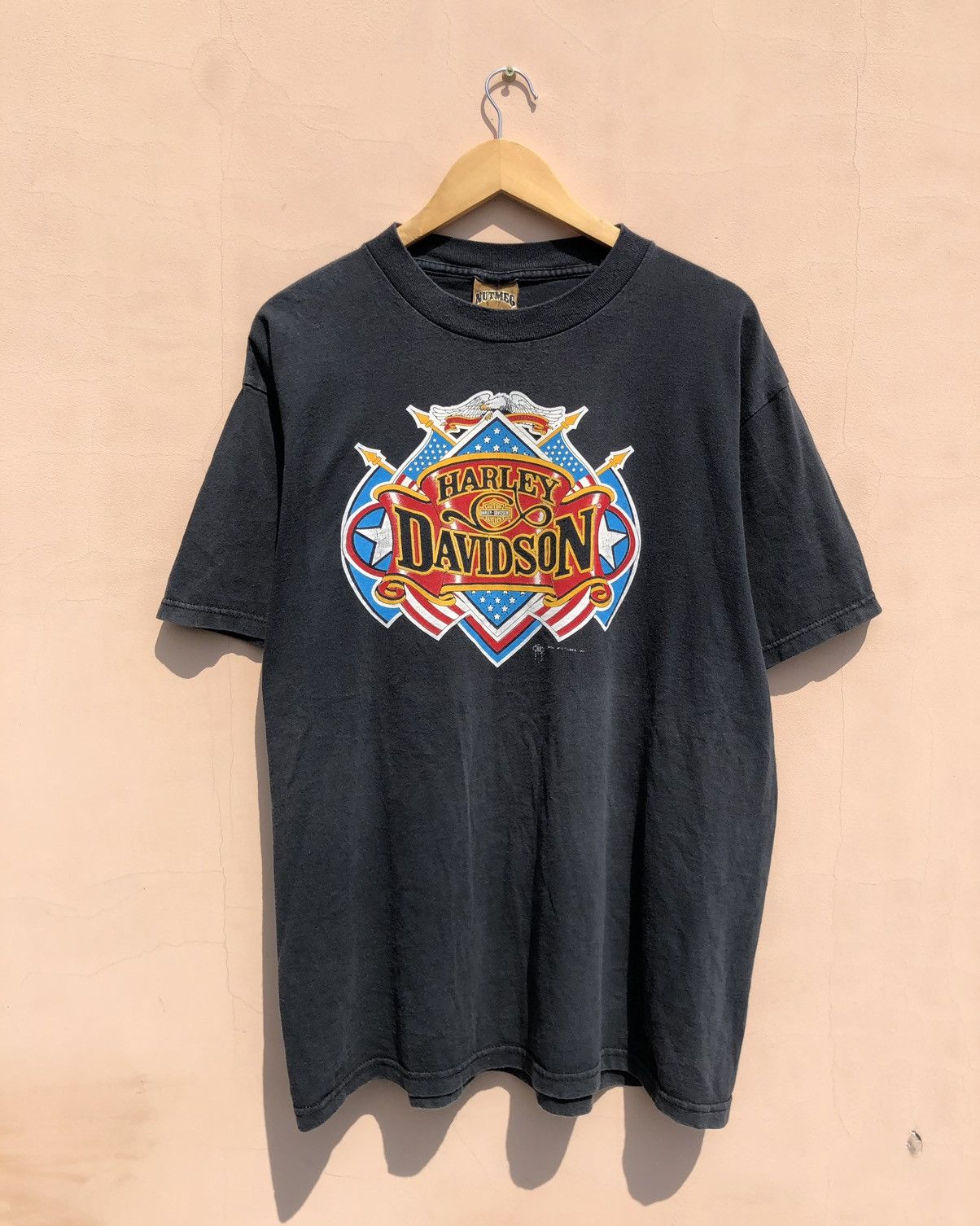Harley Davidson Vintage 90s Harley Davidson America USA Black Tee Size US L / EU 52-54 / 3 - 1 Thumbnail