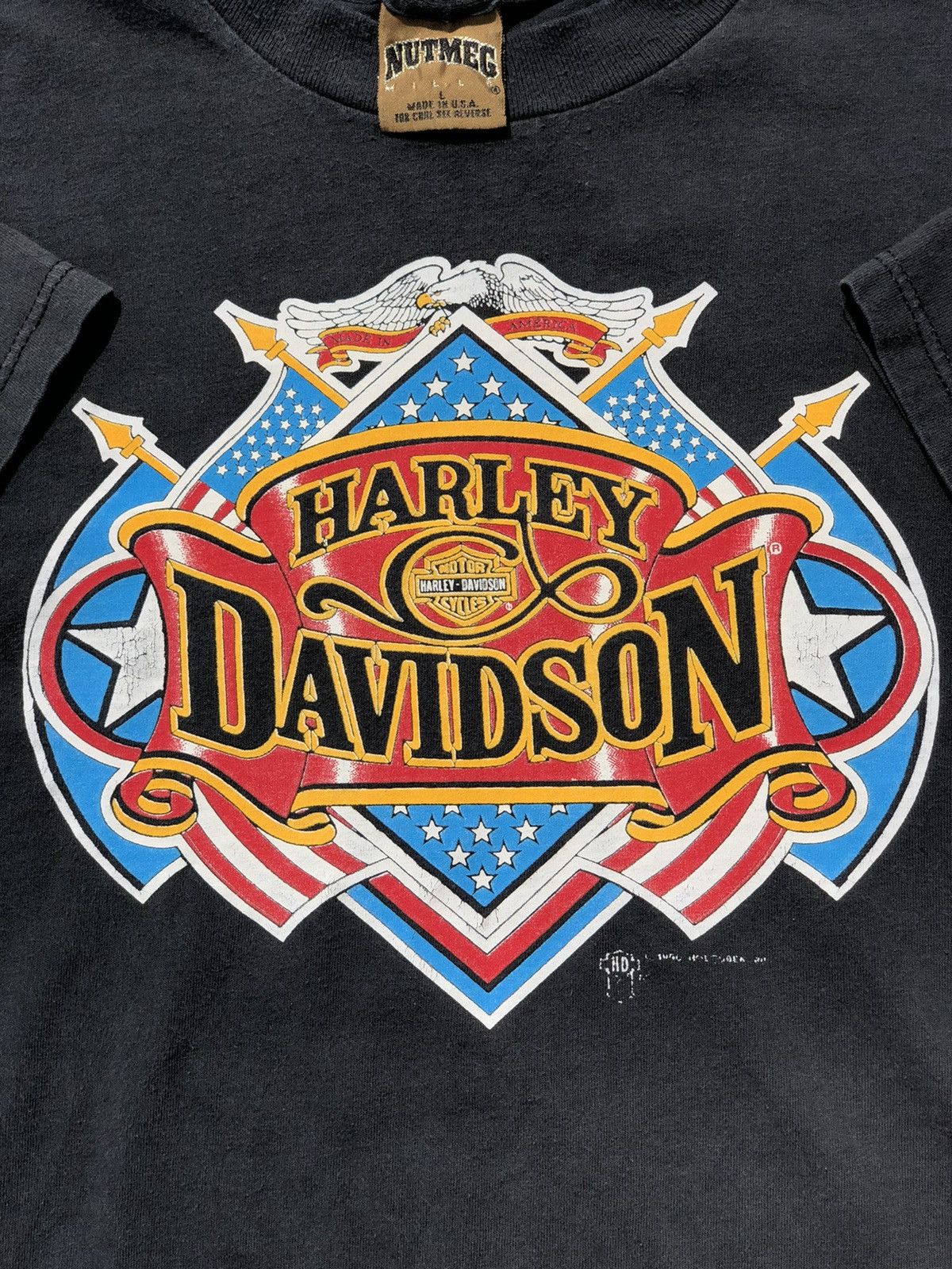 Harley Davidson Vintage 90s Harley Davidson America USA Black Tee Size US L / EU 52-54 / 3 - 3 Thumbnail