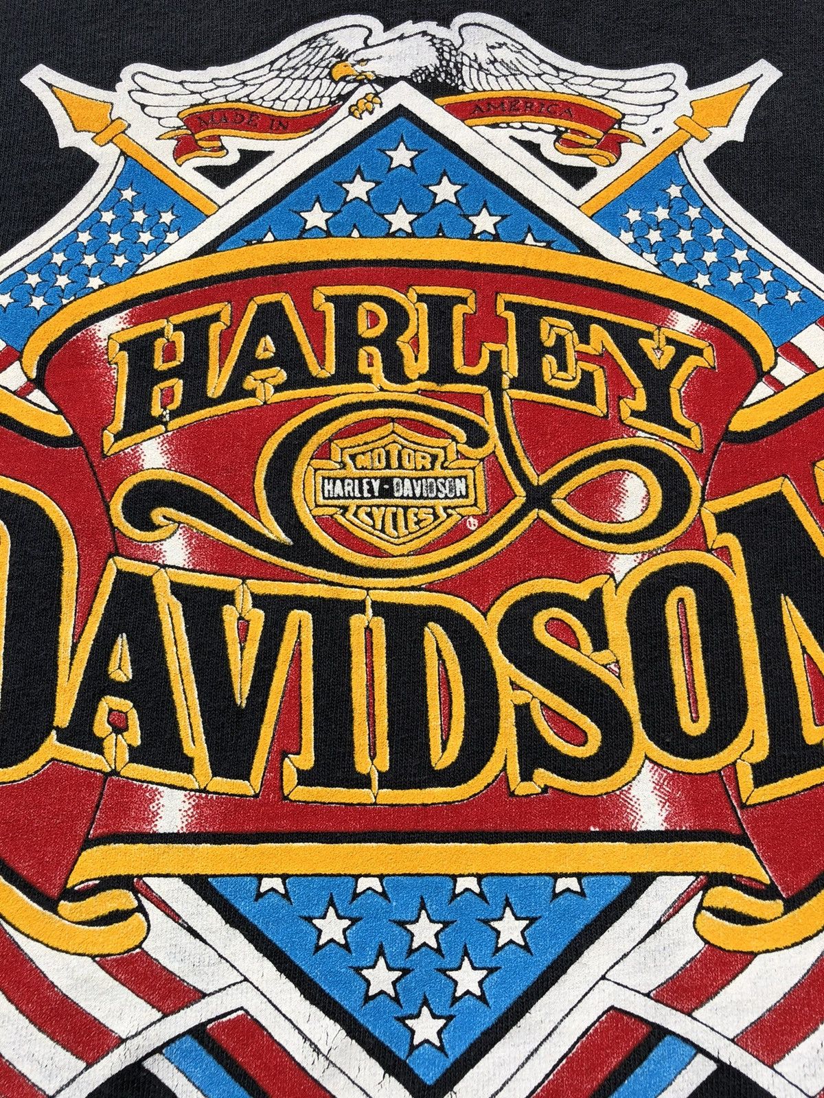 Harley Davidson Vintage 90s Harley Davidson America USA Black Tee Size US L / EU 52-54 / 3 - 4 Thumbnail