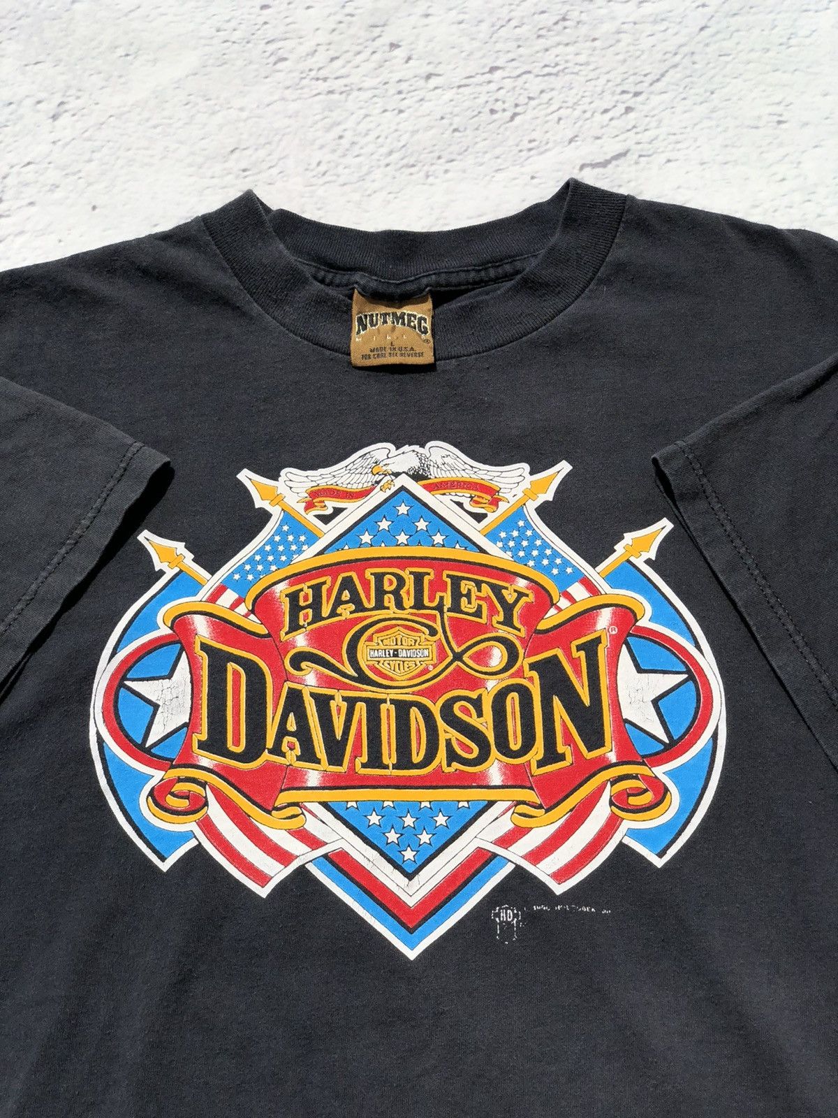 Harley Davidson Vintage 90s Harley Davidson America USA Black Tee Size US L / EU 52-54 / 3 - 2 Thumbnail
