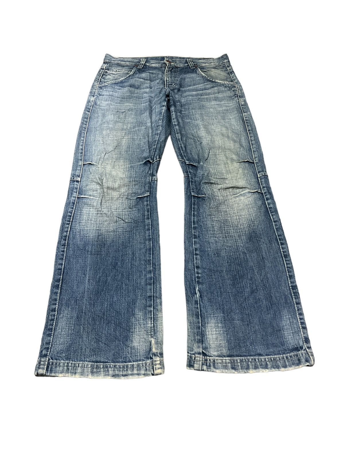 Japanese Brand FLARED💥MUSTANG BRAND DISTRESSED DENIM PANT Size US 32 / EU 48 - 4 Thumbnail