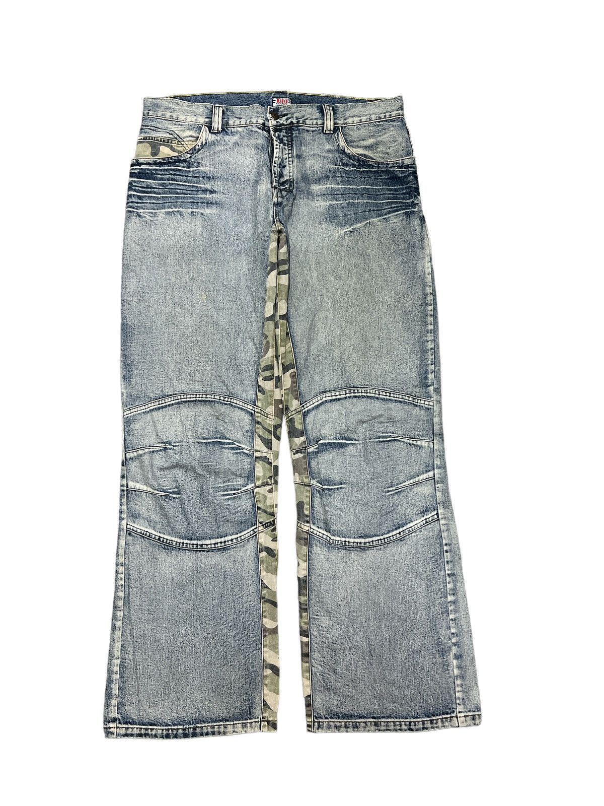 Japanese Brand BAGGY💥RAINBOW COLLECTION HALF CAMO DISTRESSED DENIM PANT Size US 38 / EU 54 - 1 Thumbnail