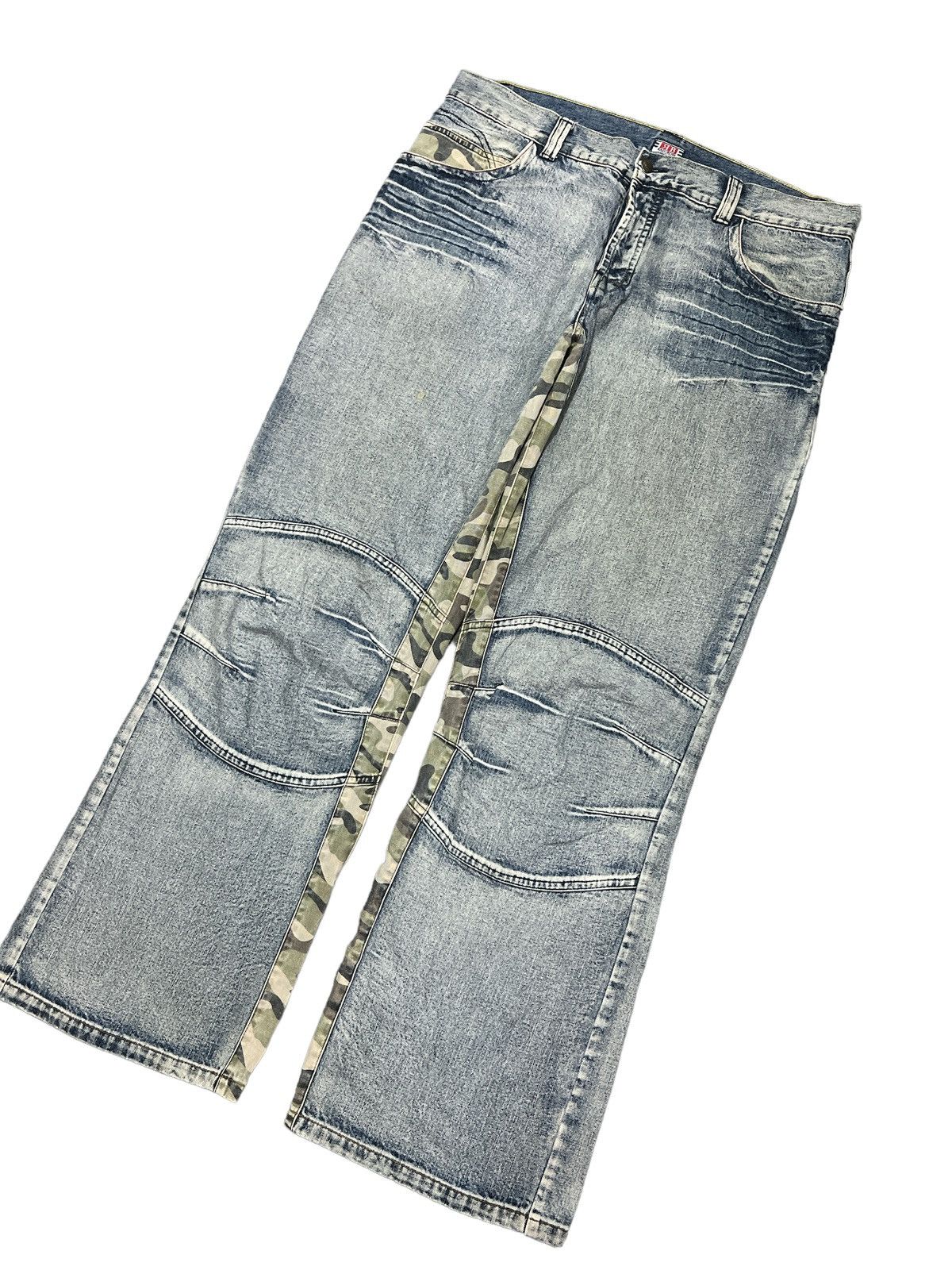 Japanese Brand BAGGY💥RAINBOW COLLECTION HALF CAMO DISTRESSED DENIM PANT Size US 38 / EU 54 - 4 Thumbnail