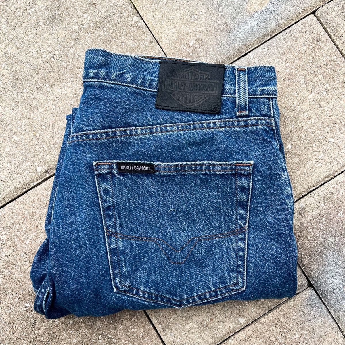 Harley Davidson × Vintage Vintage Harley Davidson Biker Denim Jeans Size US 36 / EU 52 - 2 Thumbnail