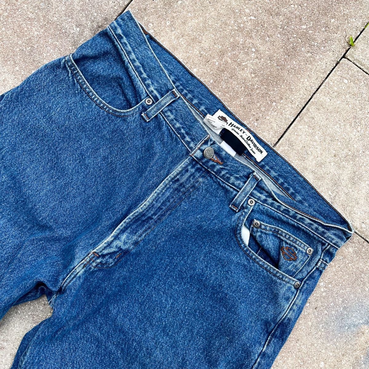 Harley Davidson × Vintage Vintage Harley Davidson Biker Denim Jeans Size US 36 / EU 52 - 9 Thumbnail