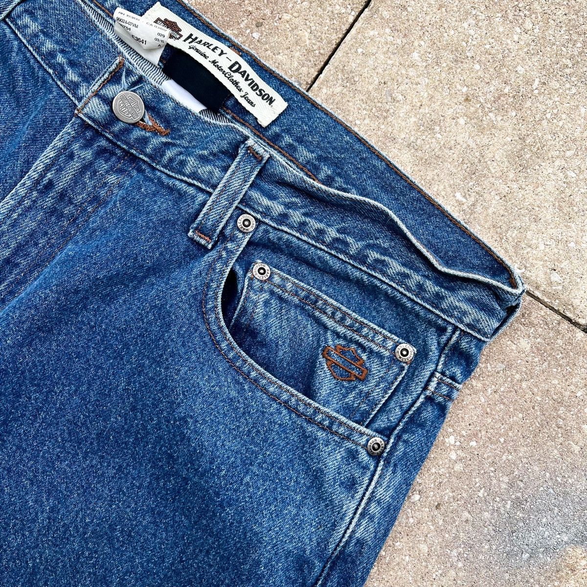 Harley Davidson × Vintage Vintage Harley Davidson Biker Denim Jeans Size US 36 / EU 52 - 6 Thumbnail