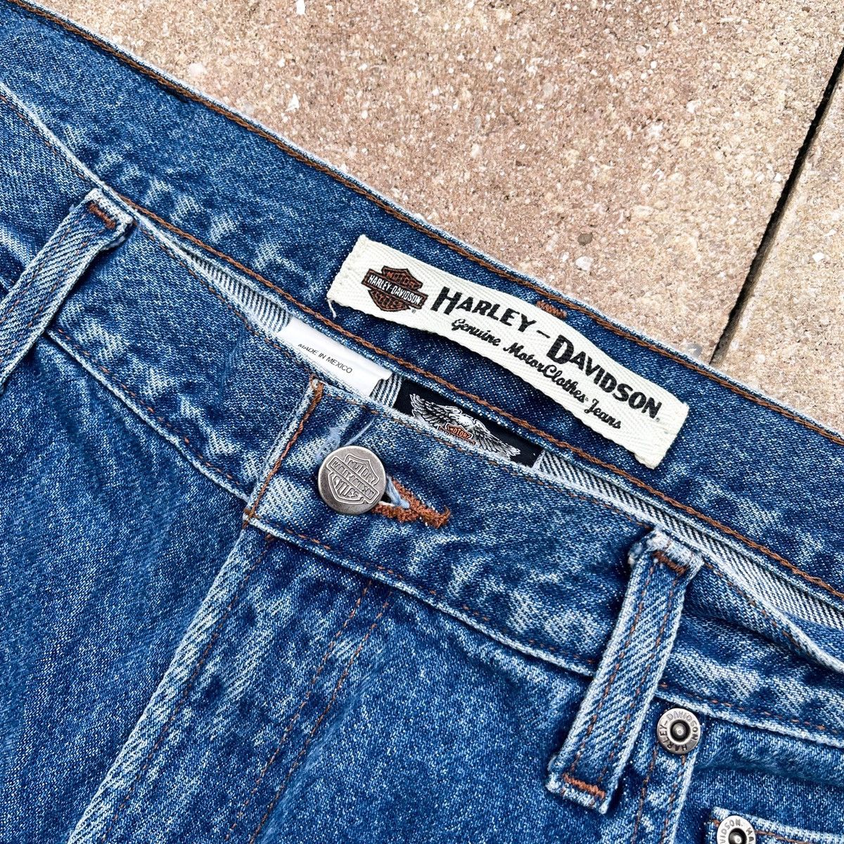 Harley Davidson × Vintage Vintage Harley Davidson Biker Denim Jeans Size US 36 / EU 52 - 7 Thumbnail