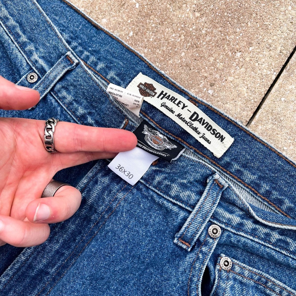 Harley Davidson × Vintage Vintage Harley Davidson Biker Denim Jeans Size US 36 / EU 52 - 5 Thumbnail