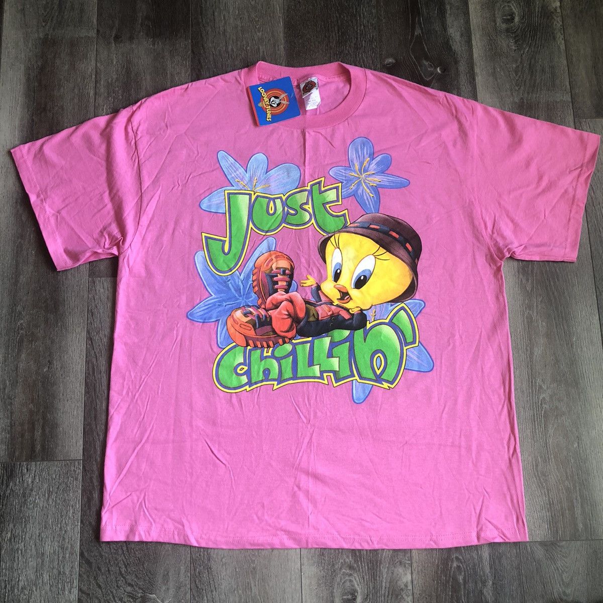 Vintage Vintage 1990s Looney Tunes Tweety Bird Just Chillin Logo Tee Size US XL / EU 56 / 4 - 2 Thumbnail
