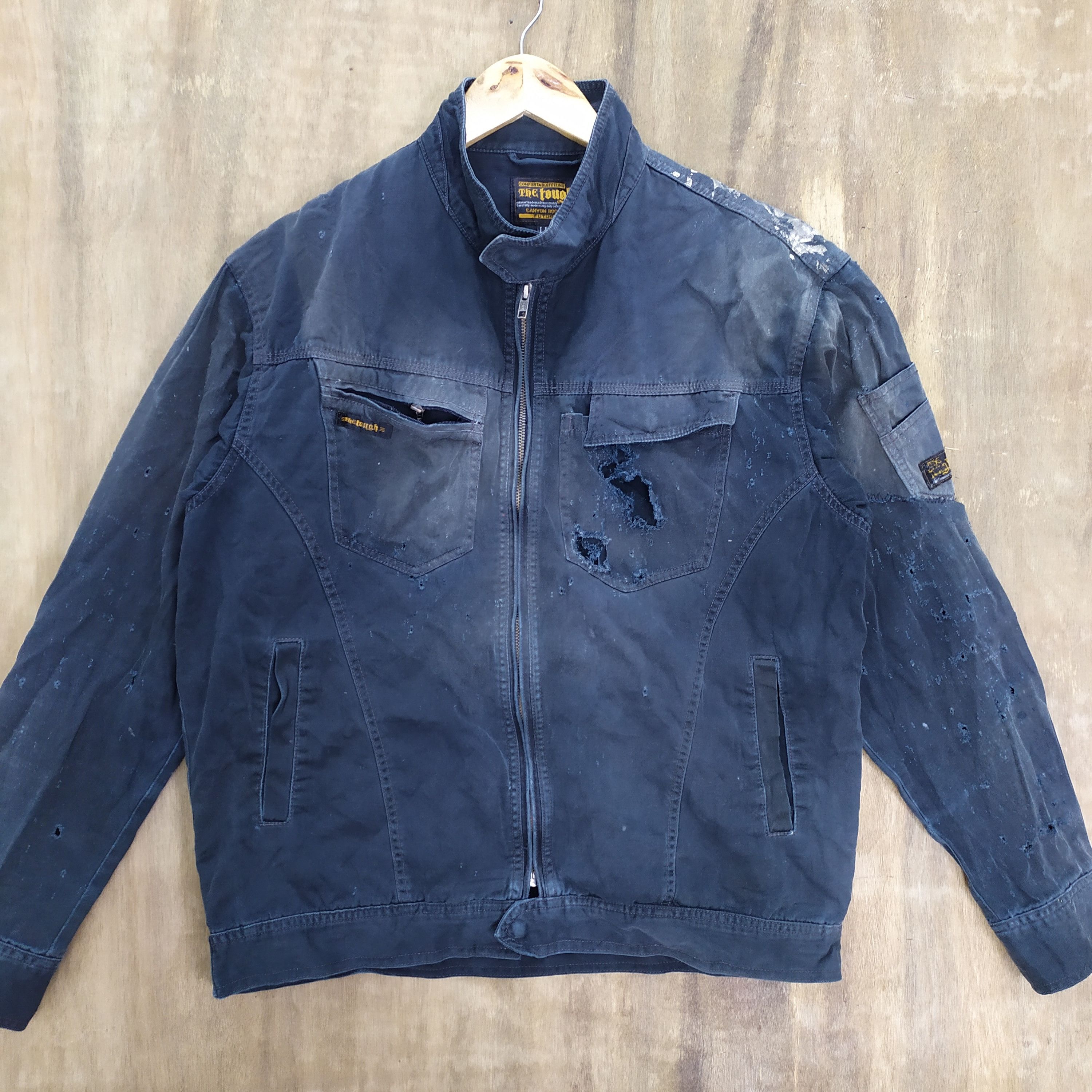 Vintage VINTAGE THE TOUGH FADED BLACK DISTRESSED WORKWEAR JACKET Size US L / EU 52-54 / 3 - 2 Thumbnail