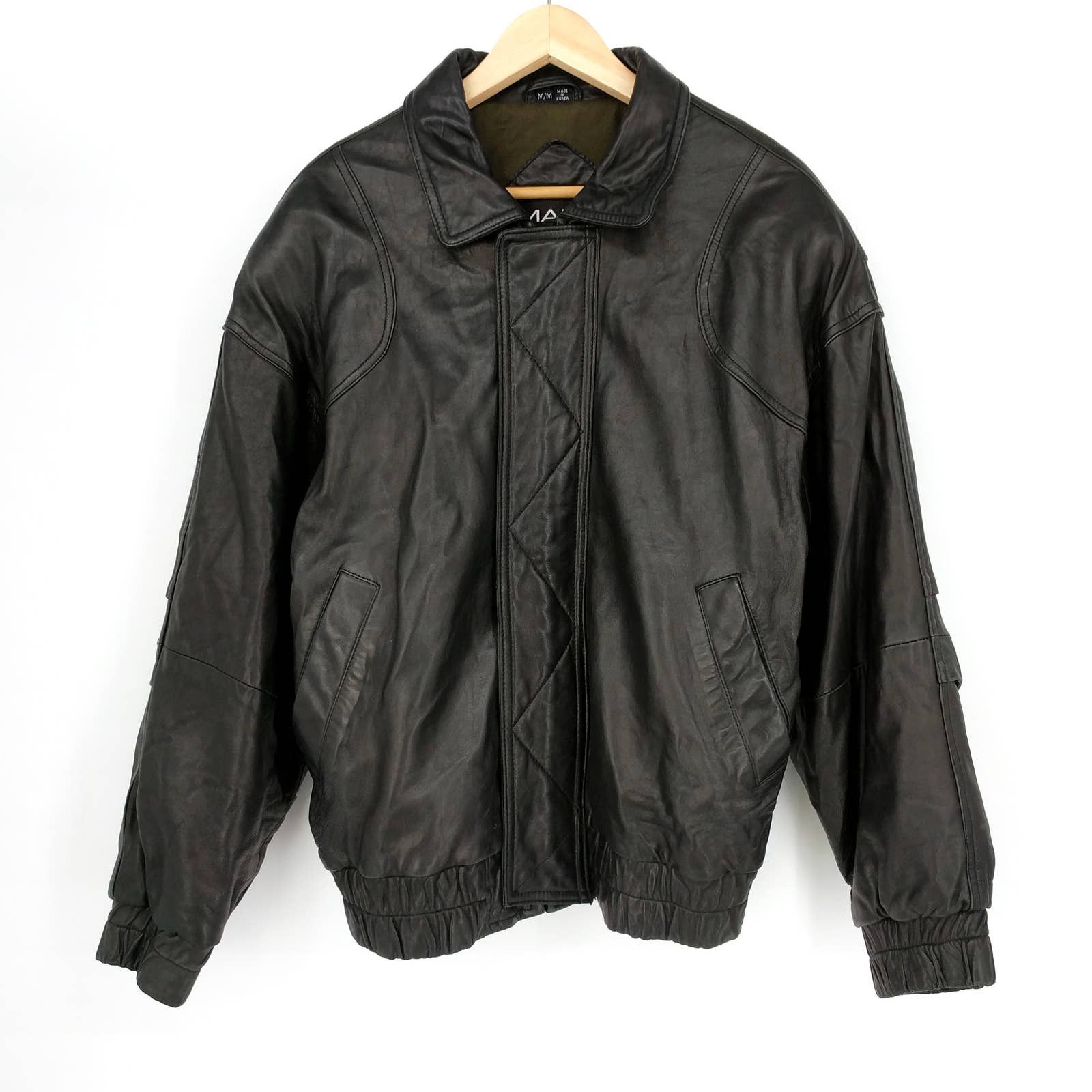 Andrew Marc × Vintage Vintage Marc New York Lamb Leather Moto Bomber Jacket M Size US M / EU 48-50 / 2 - 1 Thumbnail