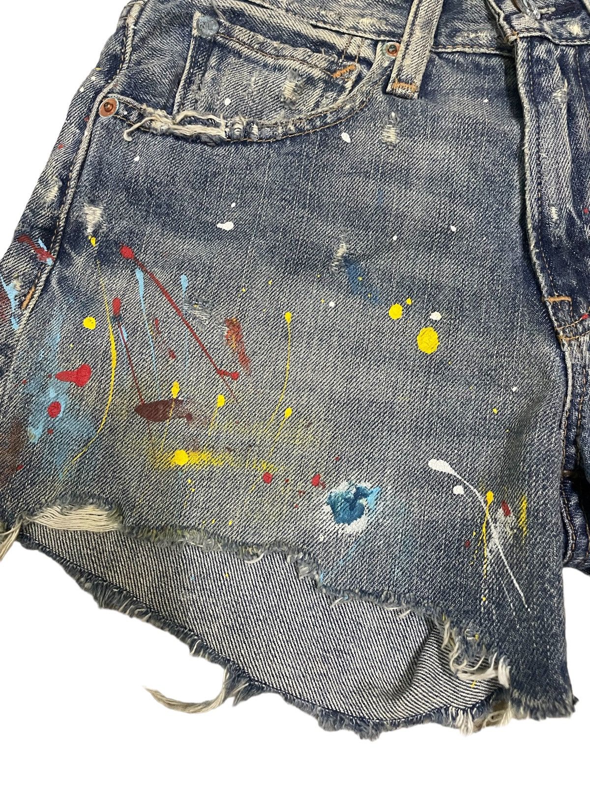 Denim & Supply Ralph Lauren Ralph Lauren Distressed Paint-Splattered Cut-Off Jeans Size 26" / US 2 / IT 38 - 3 Thumbnail