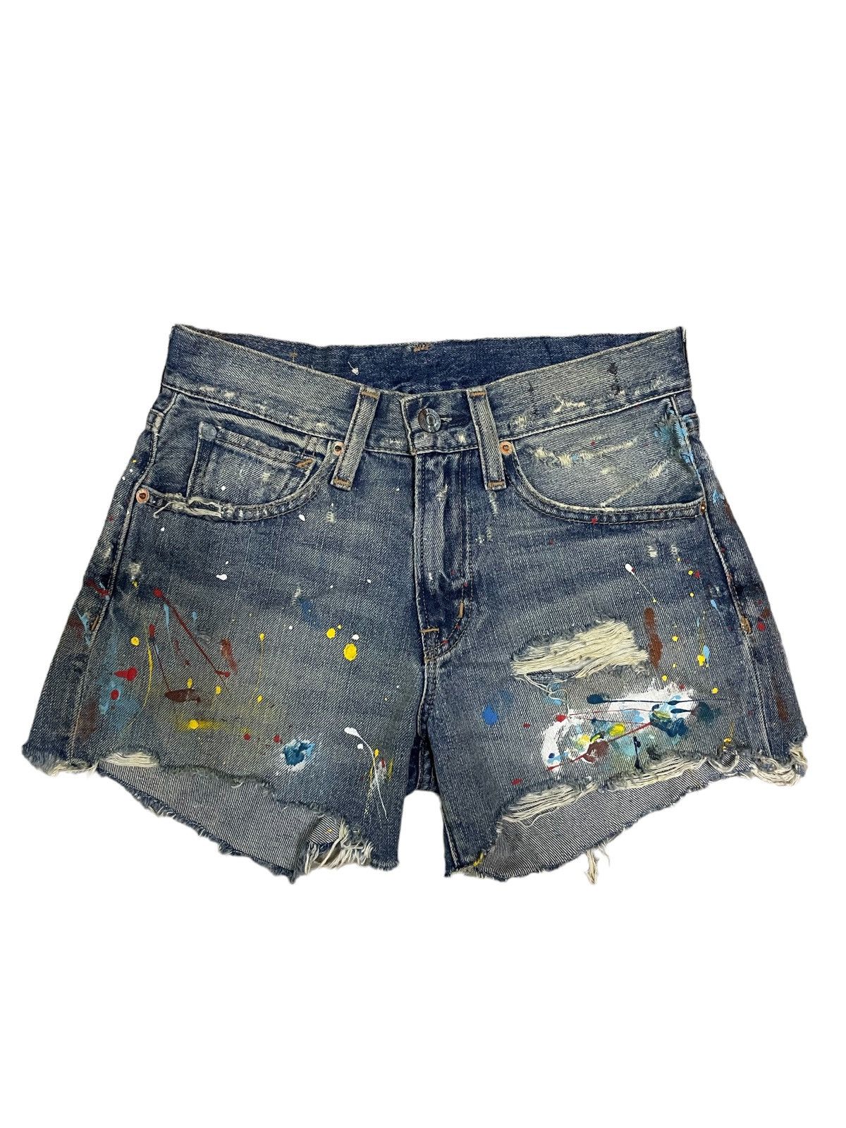 Denim & Supply Ralph Lauren Ralph Lauren Distressed Paint-Splattered Cut-Off Jeans Size 26" / US 2 / IT 38 - 1 Thumbnail
