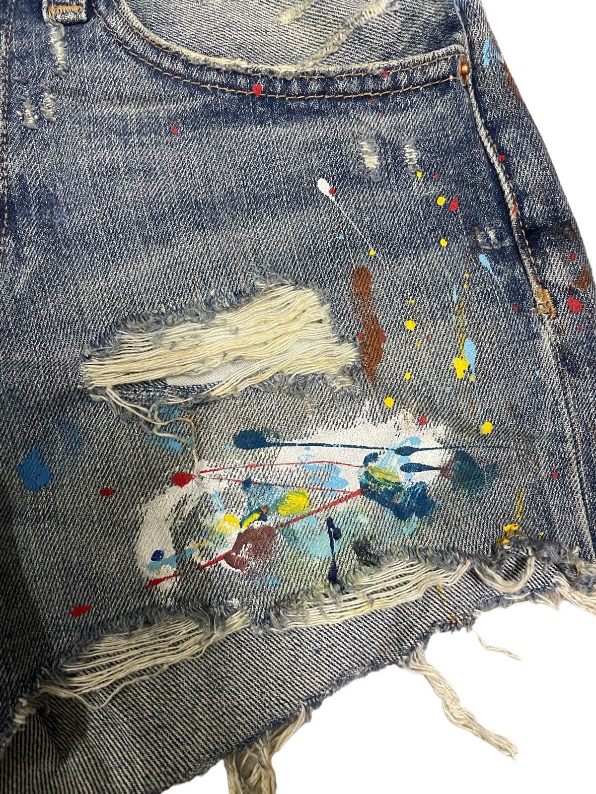 Denim & Supply Ralph Lauren Ralph Lauren Distressed Paint-Splattered Cut-Off Jeans Size 26" / US 2 / IT 38 - 4 Thumbnail