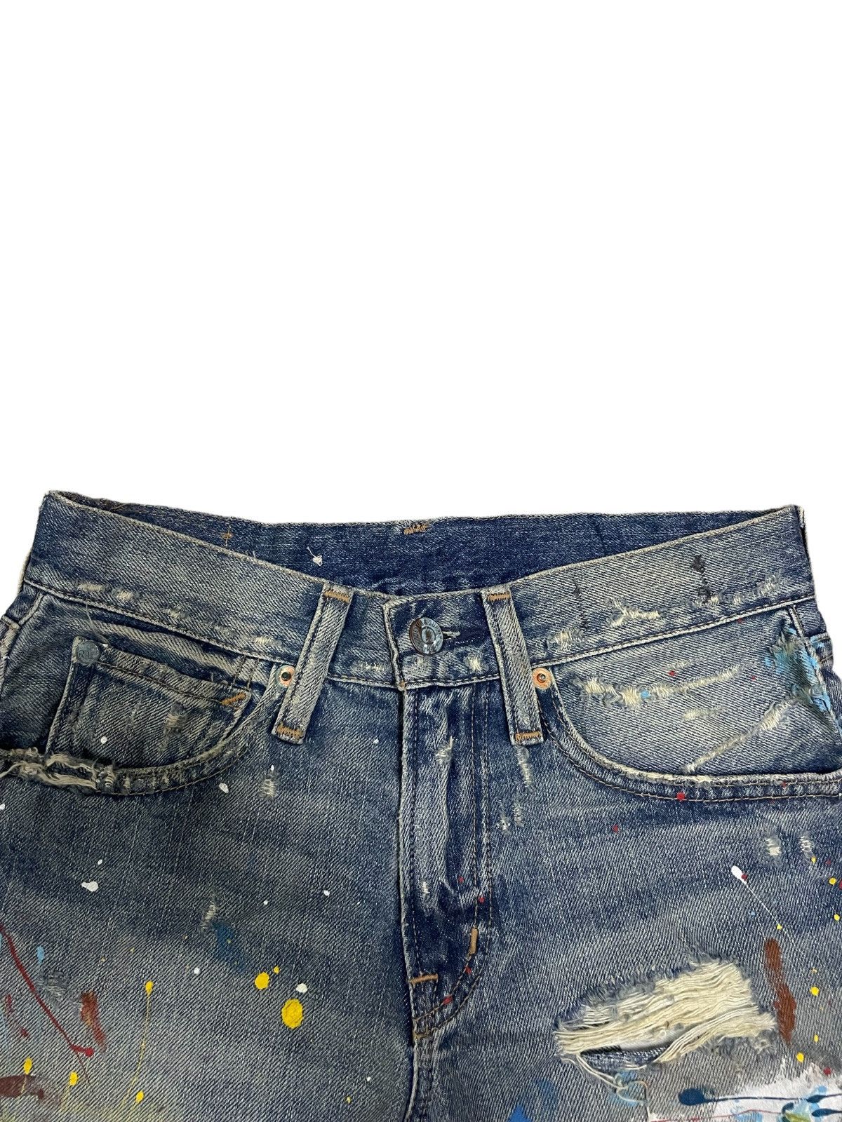 Denim & Supply Ralph Lauren Ralph Lauren Distressed Paint-Splattered Cut-Off Jeans Size 26" / US 2 / IT 38 - 2 Thumbnail
