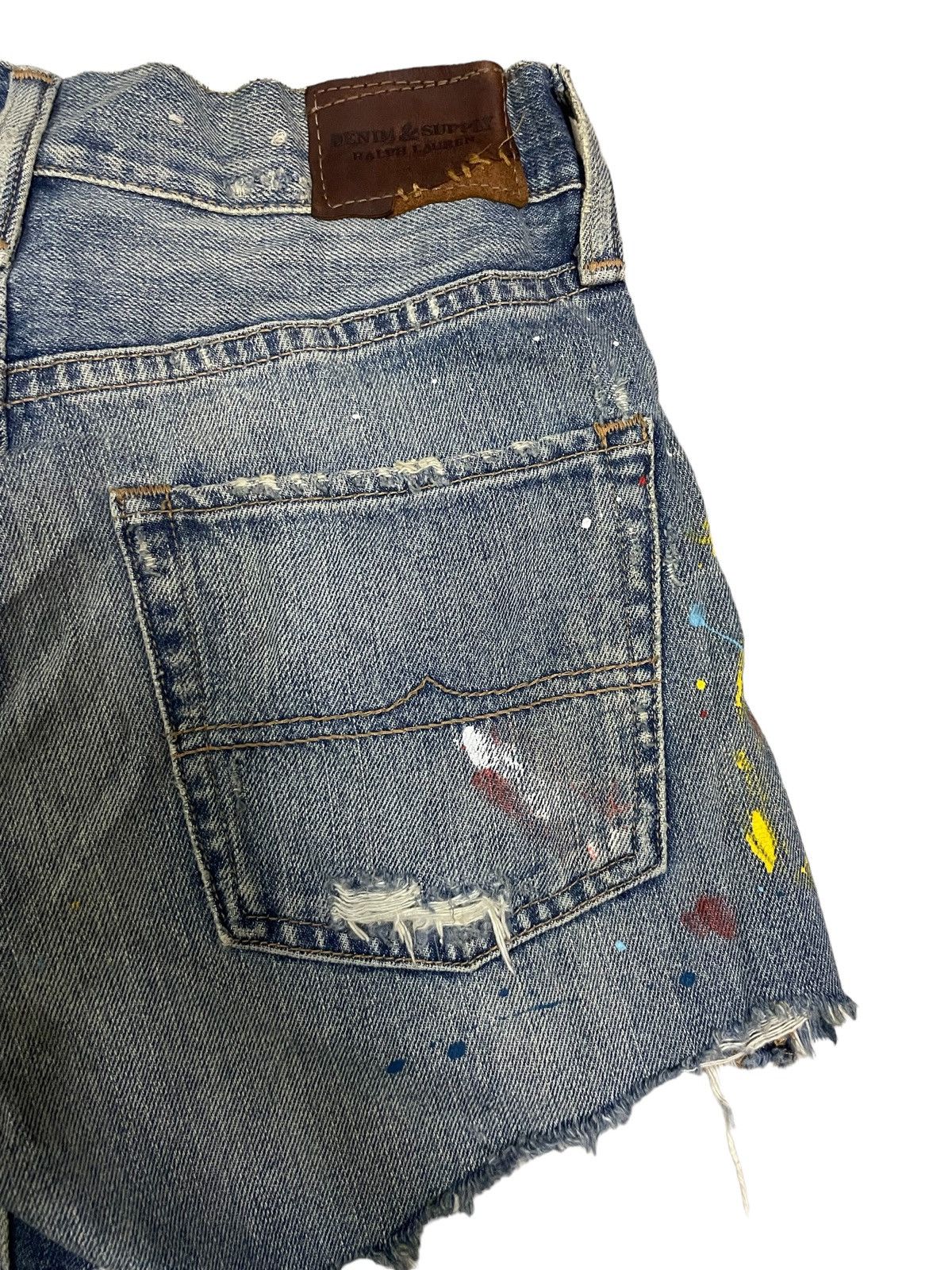 Denim & Supply Ralph Lauren Ralph Lauren Distressed Paint-Splattered Cut-Off Jeans Size 26" / US 2 / IT 38 - 7 Thumbnail