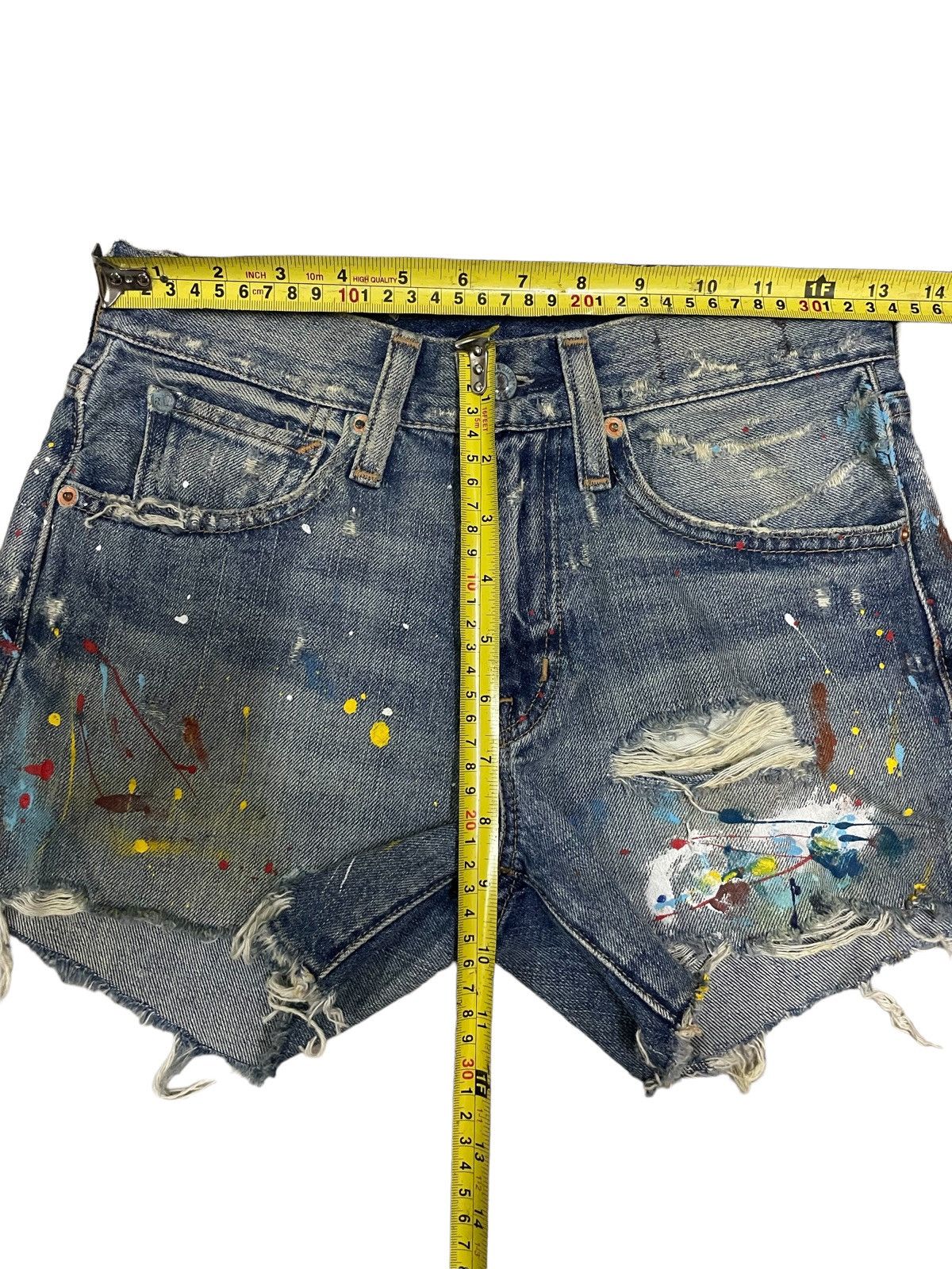 Denim & Supply Ralph Lauren Ralph Lauren Distressed Paint-Splattered Cut-Off Jeans Size 26" / US 2 / IT 38 - 10 Thumbnail