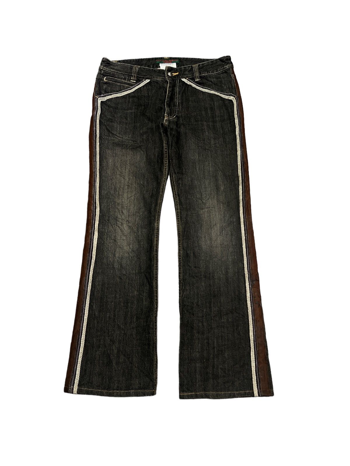 Japanese Brand × Vintage FLARED💥KATHARINE HAMNETT LONDON DISTRESSED DENIM PANTS Size US 31 - 1 Thumbnail