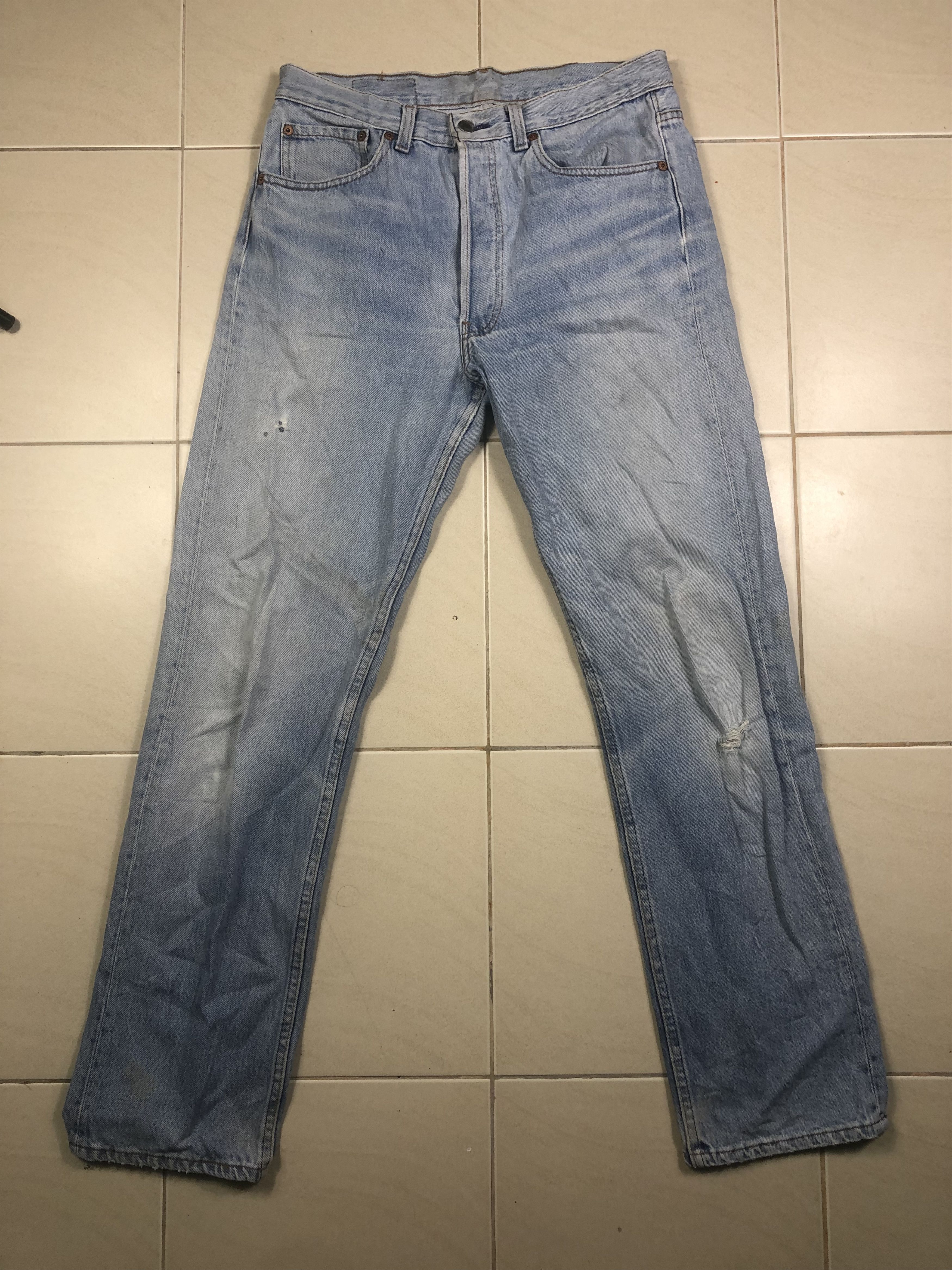 Levi's Wash Blue Levis 501 Single R Denim 33x30.5 Size US 33 - 1 Thumbnail