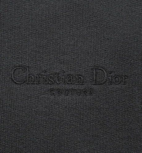 Christian Dior Couture Half-Zip Sweatshirt, Oversized Fit Black Cotton  Fleece