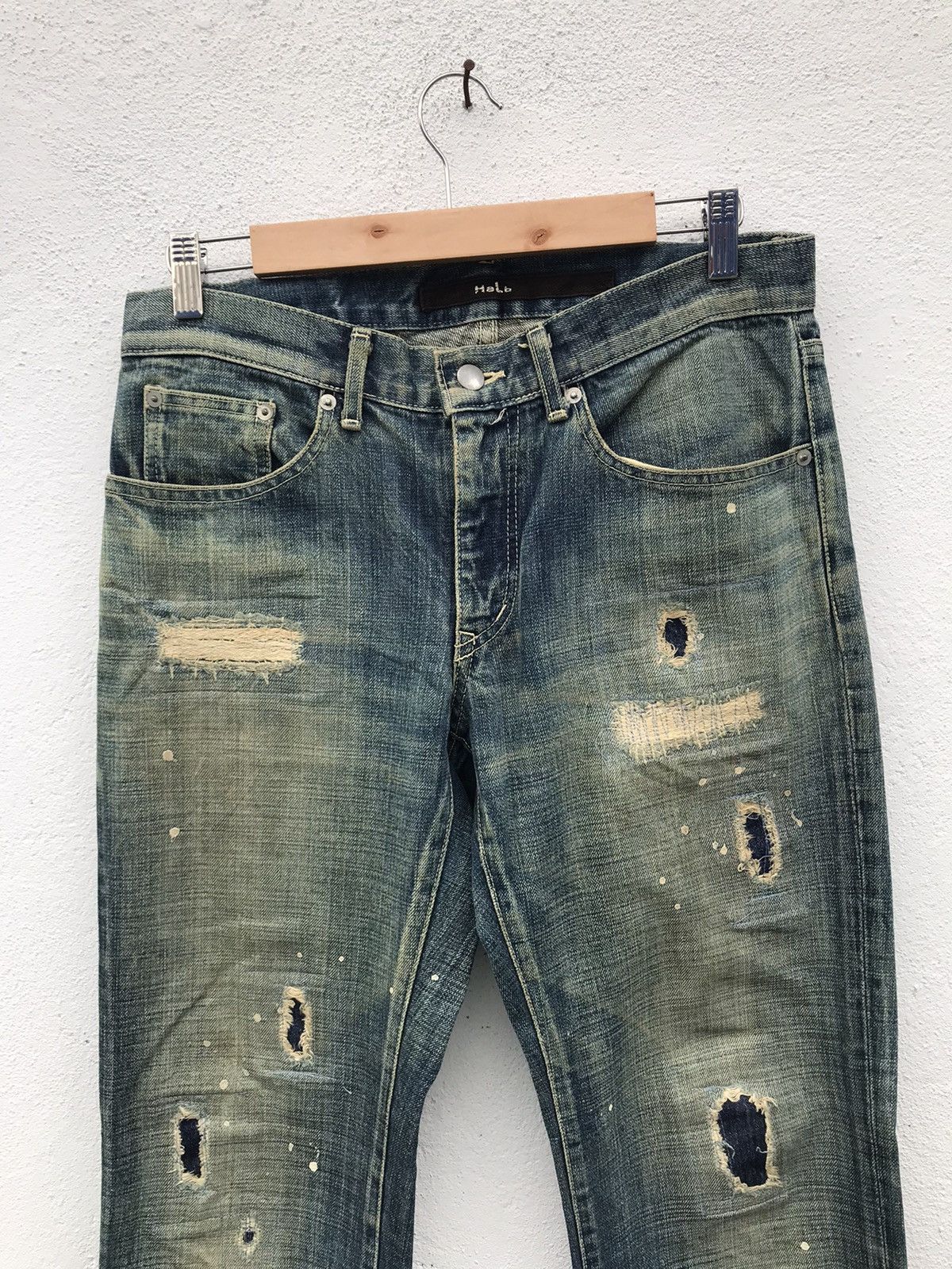 If Six Was Nine × Japanese Brand MADE IN JAPAN HaLb Distressed Paint Splitter Denim Jeans Size US 32 / EU 48 - 2 Thumbnail