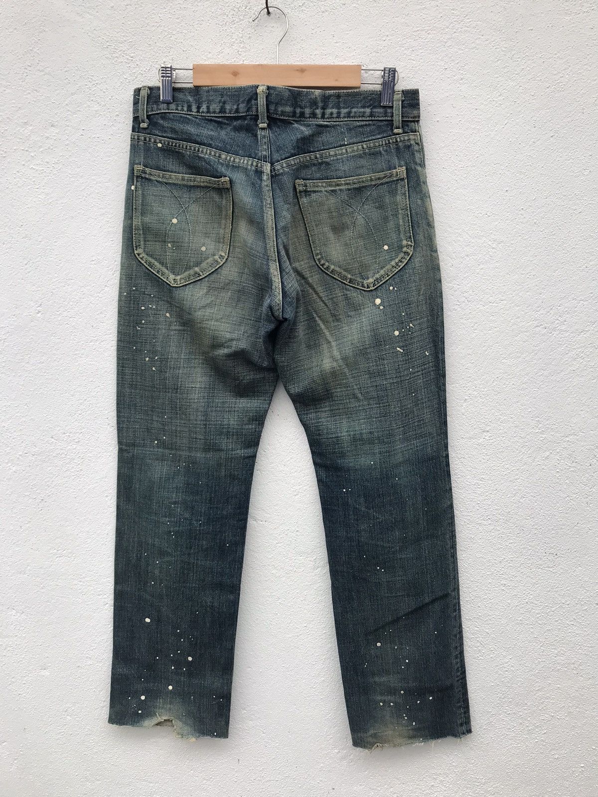If Six Was Nine × Japanese Brand MADE IN JAPAN HaLb Distressed Paint Splitter Denim Jeans Size US 32 / EU 48 - 6 Thumbnail