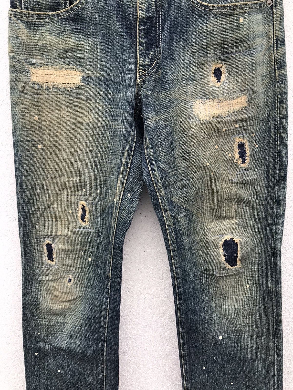 If Six Was Nine × Japanese Brand MADE IN JAPAN HaLb Distressed Paint Splitter Denim Jeans Size US 32 / EU 48 - 3 Thumbnail