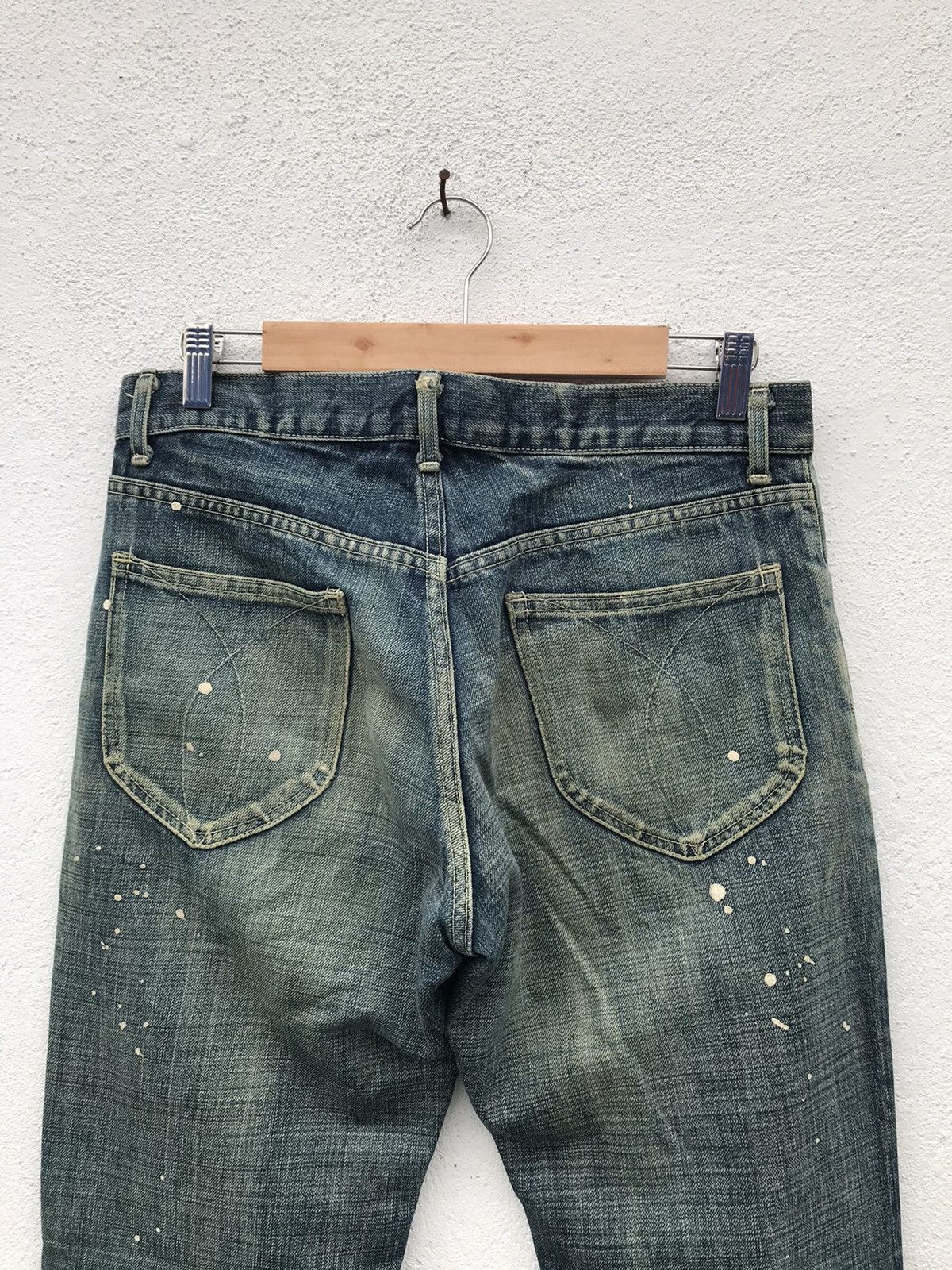 If Six Was Nine × Japanese Brand MADE IN JAPAN HaLb Distressed Paint Splitter Denim Jeans Size US 32 / EU 48 - 7 Thumbnail