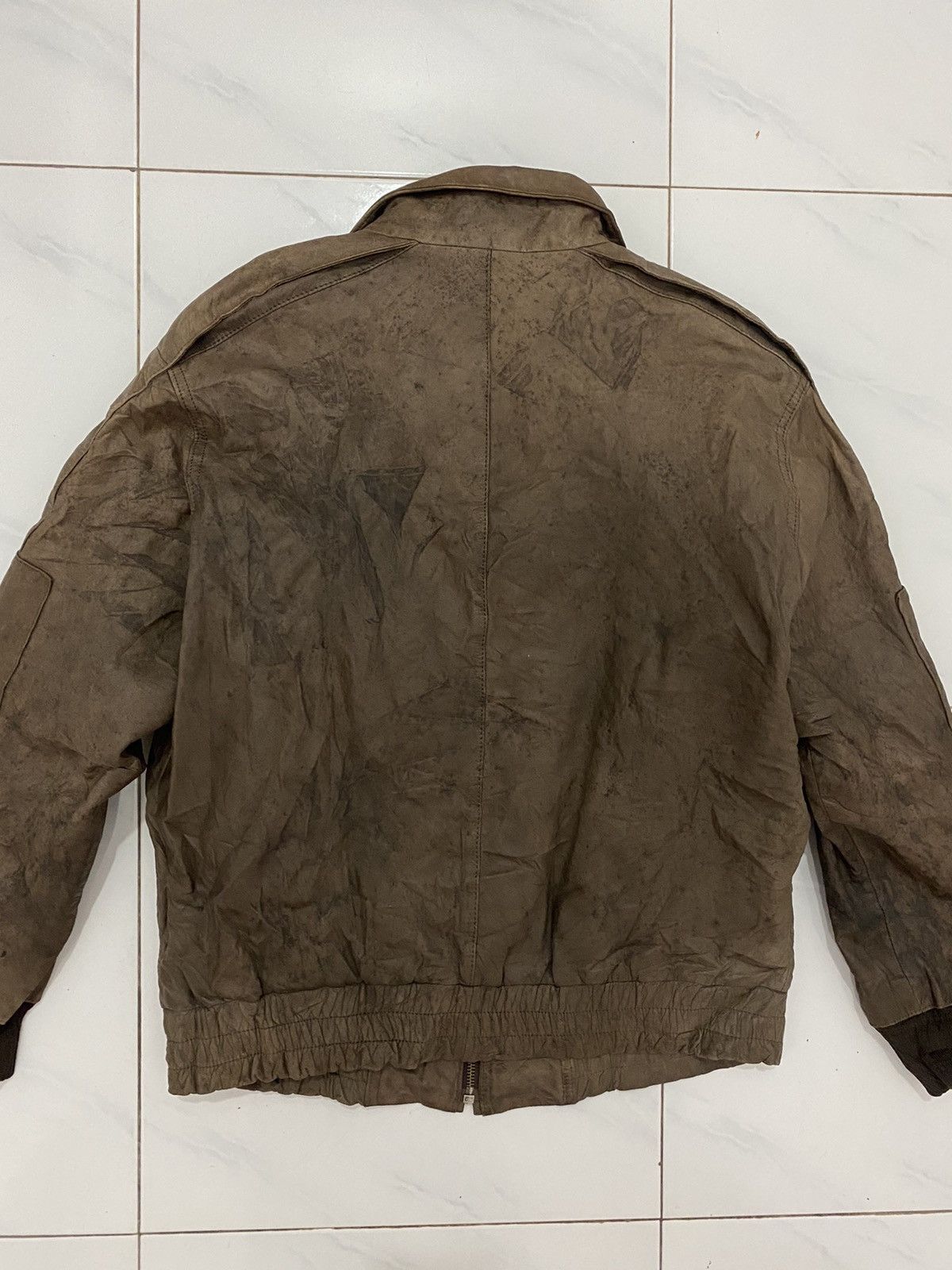 Vintage Vtg Distress Angel Leather Genuine Leather Flight Jacket Size US L / EU 52-54 / 3 - 8 Thumbnail