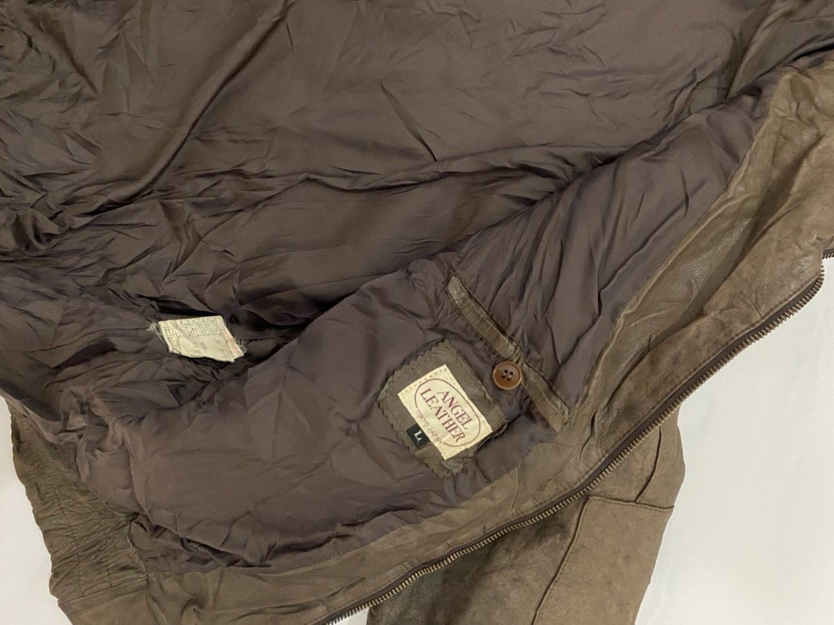 Vintage Vtg Distress Angel Leather Genuine Leather Flight Jacket Size US L / EU 52-54 / 3 - 11 Thumbnail