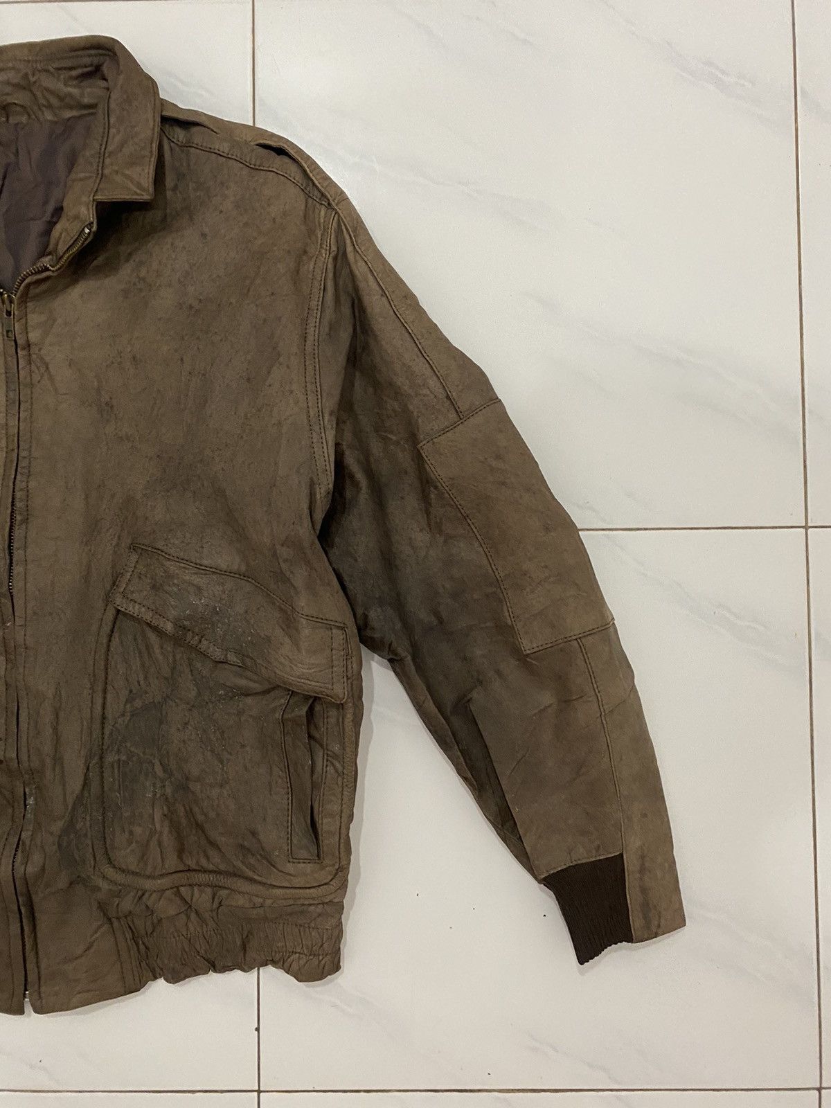 Vintage Vtg Distress Angel Leather Genuine Leather Flight Jacket Size US L / EU 52-54 / 3 - 5 Thumbnail