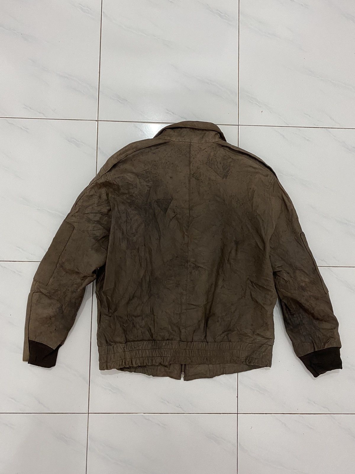Vintage Vtg Distress Angel Leather Genuine Leather Flight Jacket Size US L / EU 52-54 / 3 - 7 Thumbnail