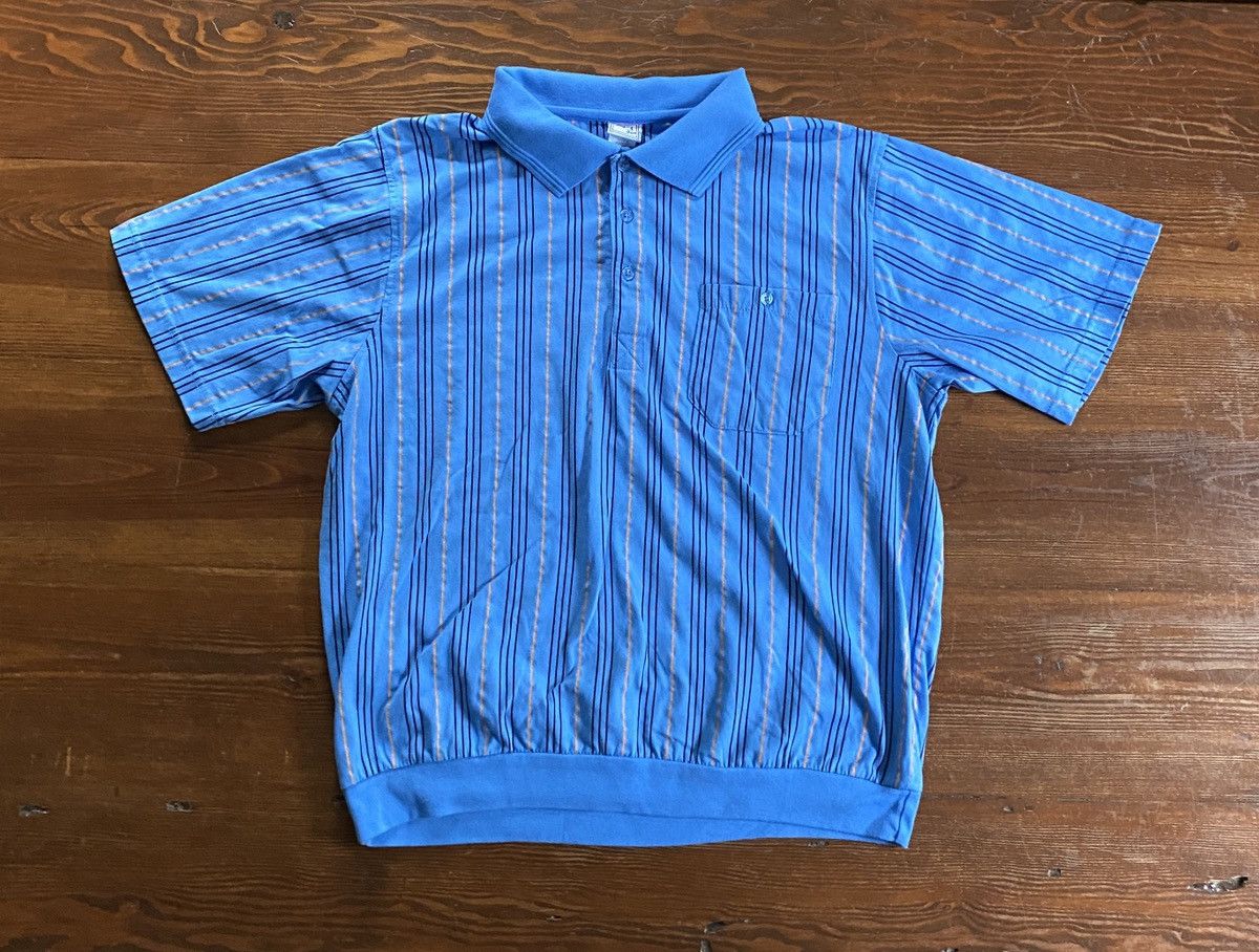 Haband Vintage 90’s Casual Joe Pinstripe Banded Bottom Polo Size US L / EU 52-54 / 3 - 2 Thumbnail