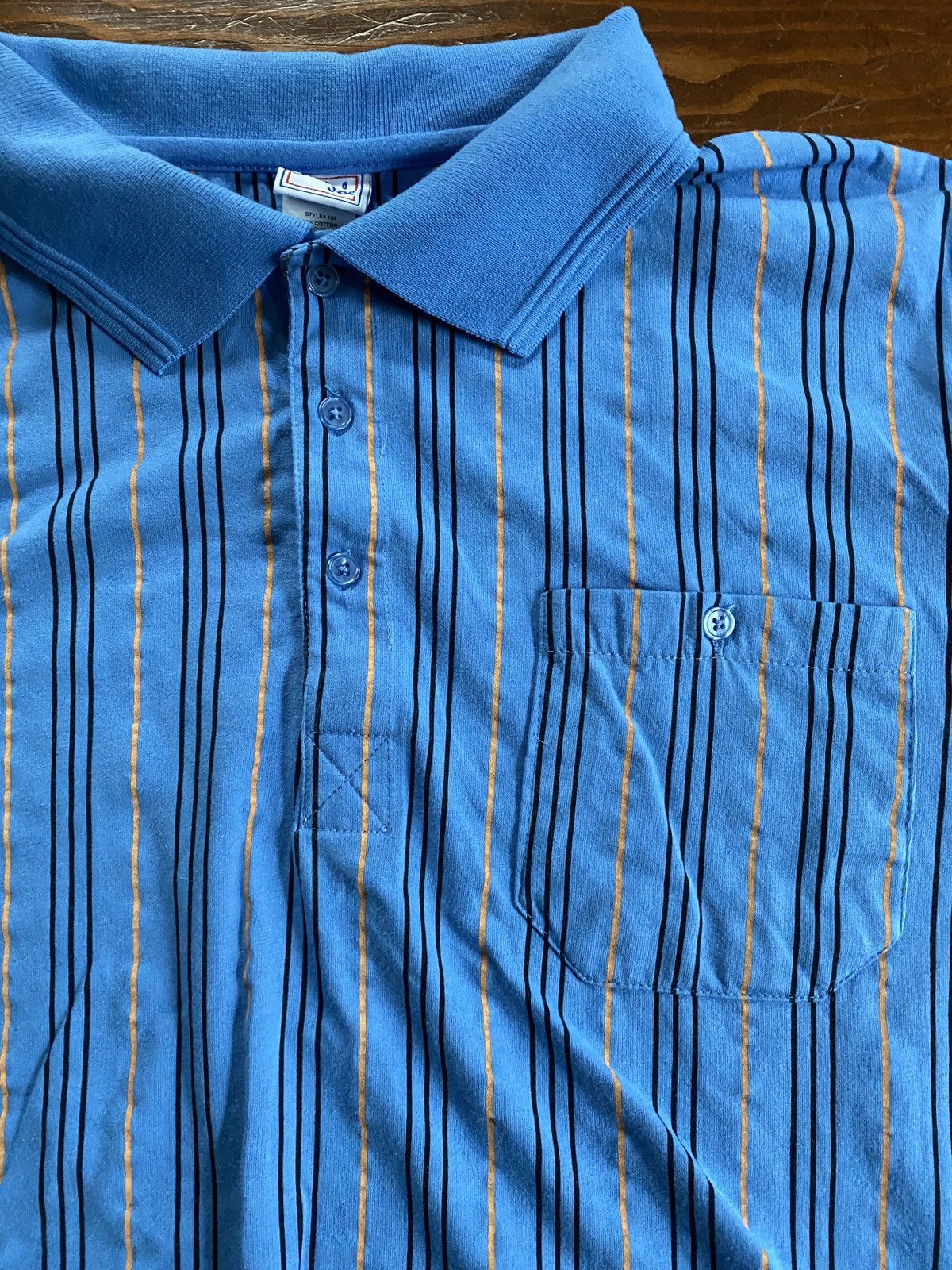 Haband Vintage 90’s Casual Joe Pinstripe Banded Bottom Polo Size US L / EU 52-54 / 3 - 5 Thumbnail