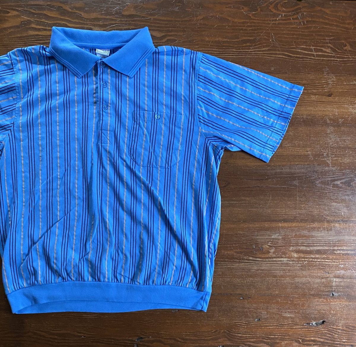 Haband Vintage 90’s Casual Joe Pinstripe Banded Bottom Polo Size US L / EU 52-54 / 3 - 1 Thumbnail