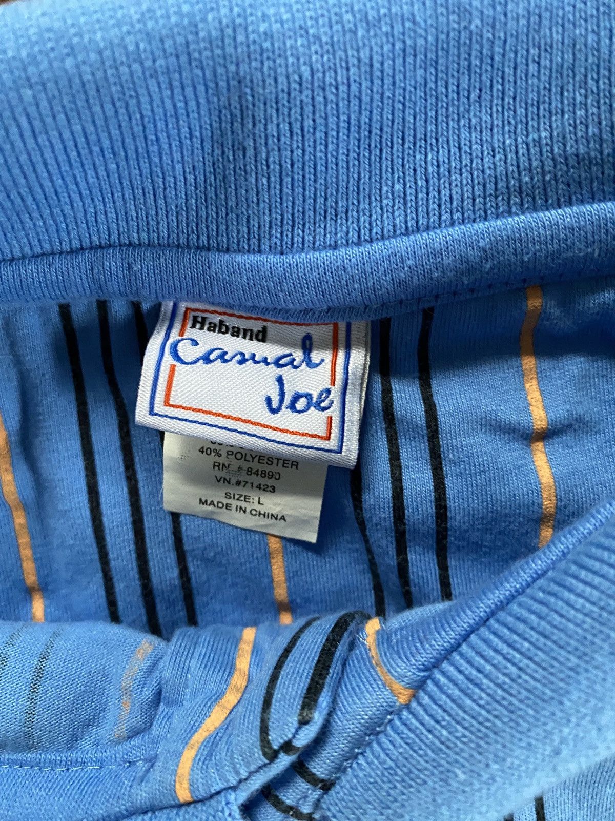 Haband Vintage 90’s Casual Joe Pinstripe Banded Bottom Polo Size US L / EU 52-54 / 3 - 6 Thumbnail
