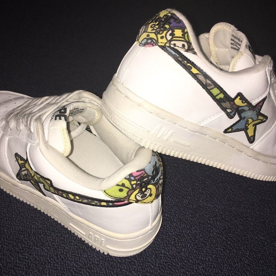 Bape A Bathing Ape Bapesta Leather Canvas Milo & Friends Shoes Size US 7 / IT 37 - 8 Thumbnail