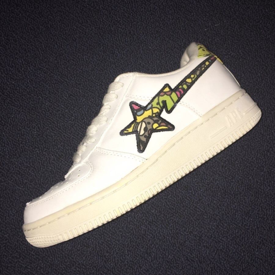 Bape A Bathing Ape Bapesta Leather Canvas Milo & Friends Shoes Size US 7 / IT 37 - 3 Thumbnail