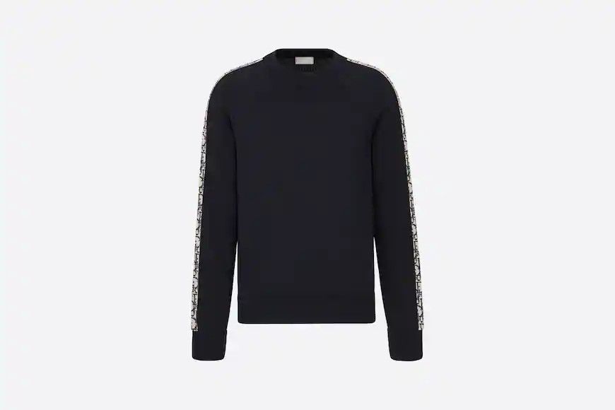 【DIOR】Sweater with Dior oblique inserts コットン 2color Sweater with Dior Oblique Inserts Deep Blue Cotton Jersey | DIOR