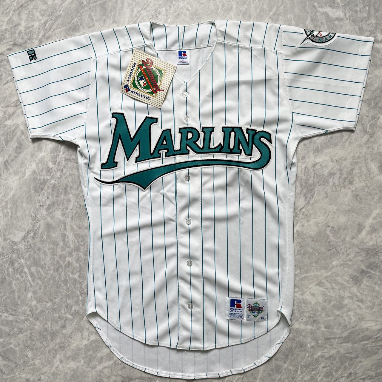 BNWOT Vintage 90s Florida Marlins Authentic russell athletic jersey MLB