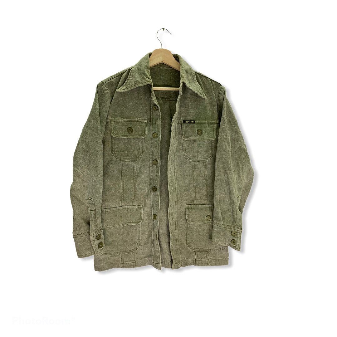 image of Vintage Made In Japan Capitan Chore Worker Jacket in Green Army, Men's (Size Small)