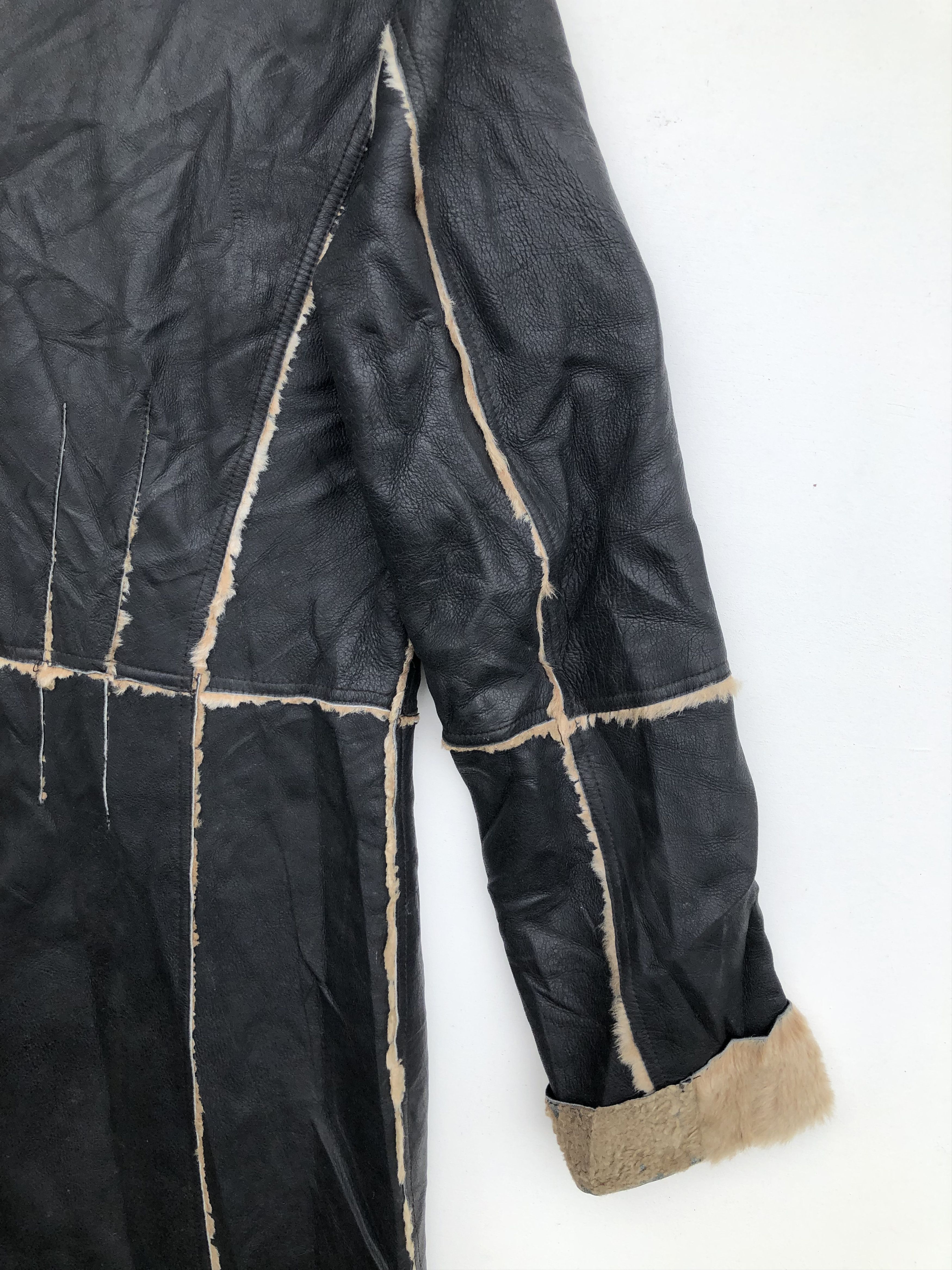 Japanese Brand RARE🔥FUR COLLAR FAUX LEATHER LONG COAT Size M / US 6-8 / IT 42-44 - 13 Thumbnail