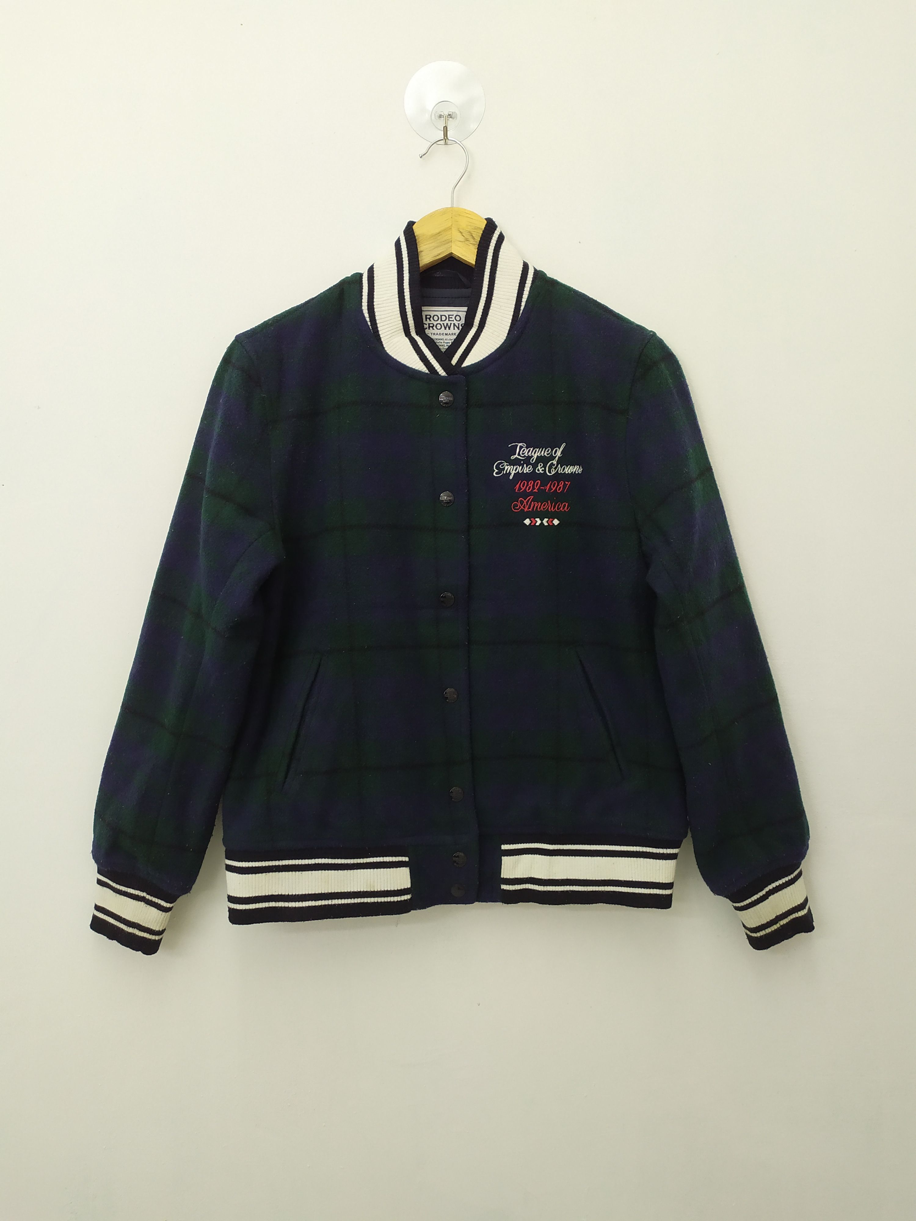 Flannel Rodeo Crowns Chekered Plaid Wool Varsity Jacket Size US M / EU 48-50 / 2 - 2 Thumbnail