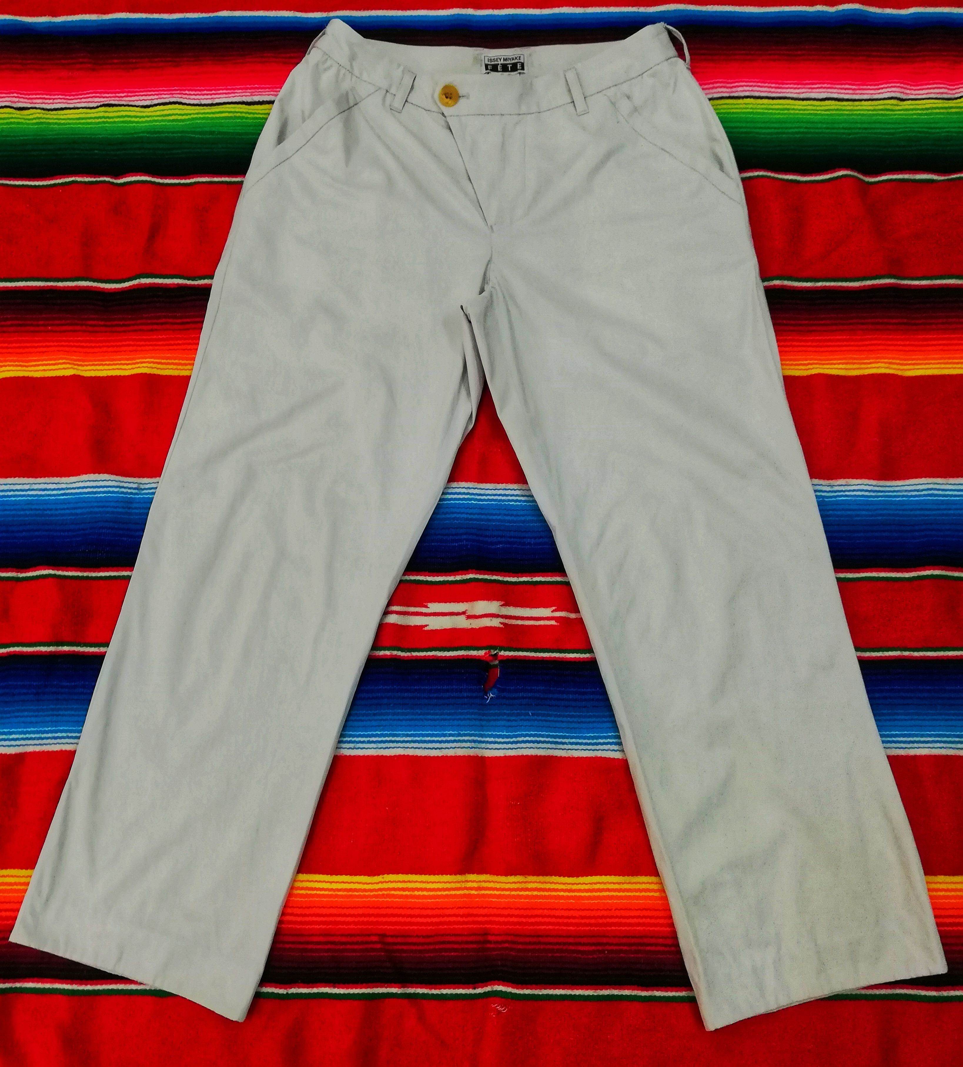 image of Avant Garde x Issey Miyake Fete Straight Cut Nylon Trousers Pants in White, Men's (Size 28)