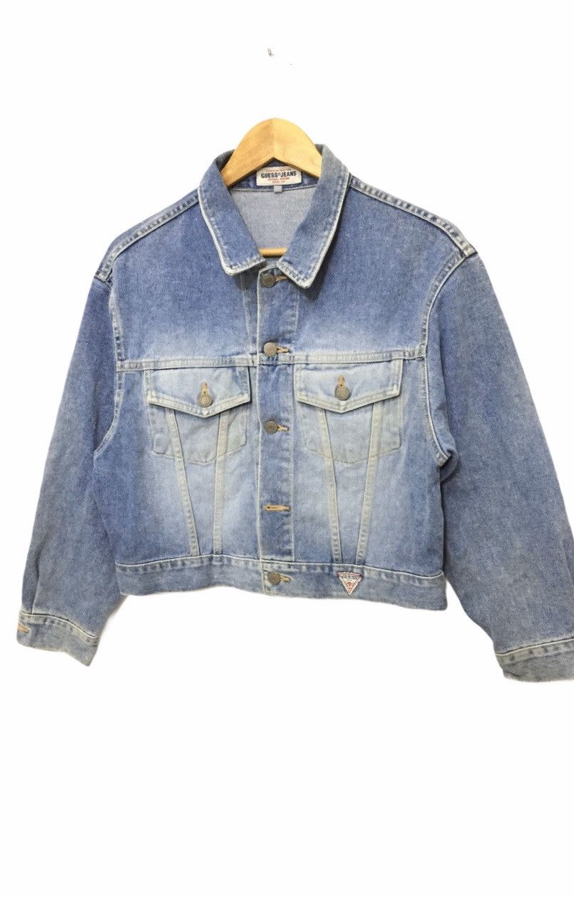 image of Denim Jacket x Guess 90's Guess Denim Crop Trucker Jacket, Men's (Size Small)