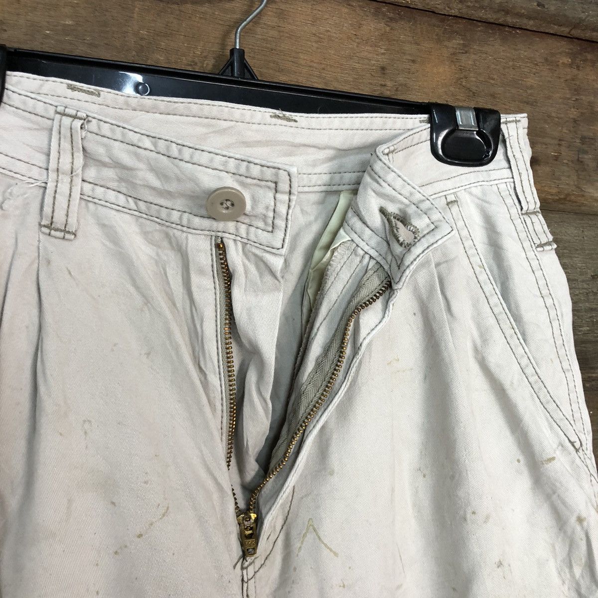 Japanese Brand D Evolution Cream dirty Tactical Cargo Pants #c967 Size US 26 / EU 42 - 7 Thumbnail