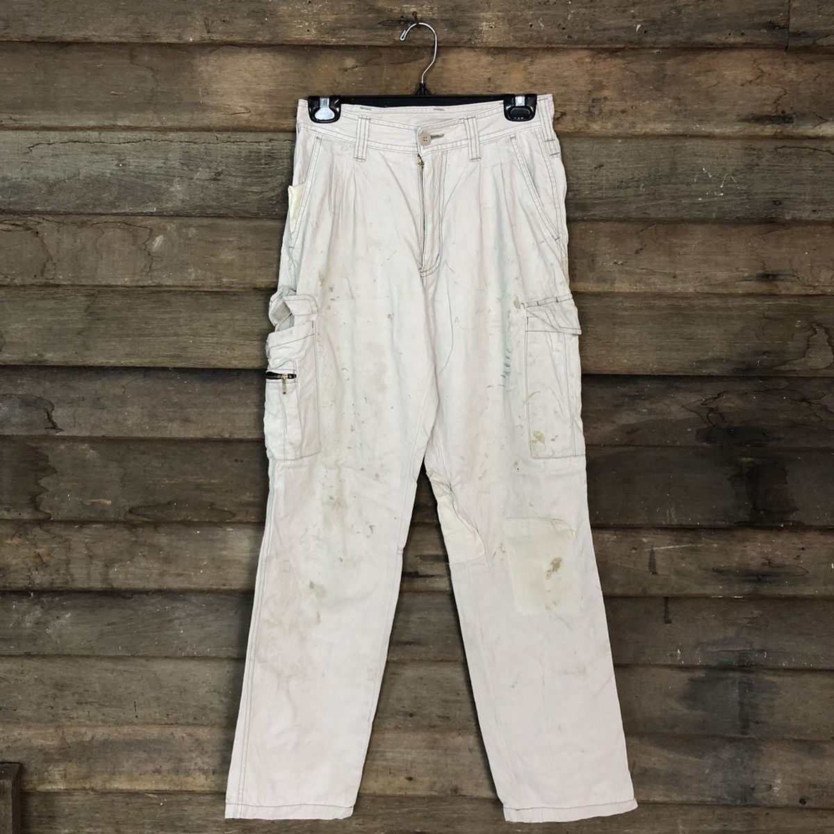 Japanese Brand D Evolution Cream dirty Tactical Cargo Pants #c967 Size US 26 / EU 42 - 1 Thumbnail