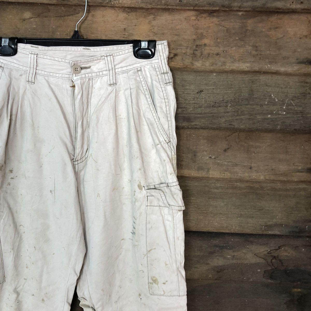 Japanese Brand D Evolution Cream dirty Tactical Cargo Pants #c967 Size US 26 / EU 42 - 5 Thumbnail