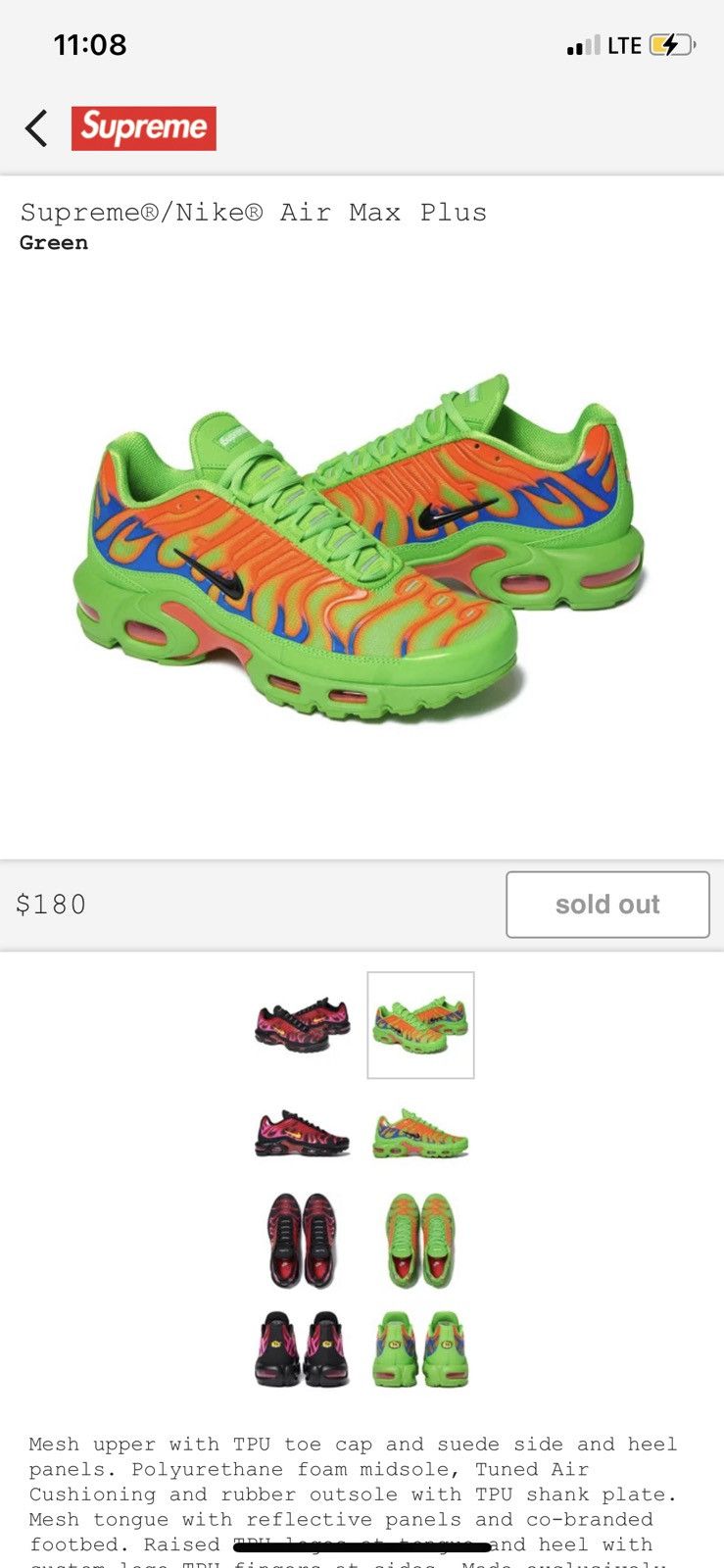 Nike air max plus supreme green