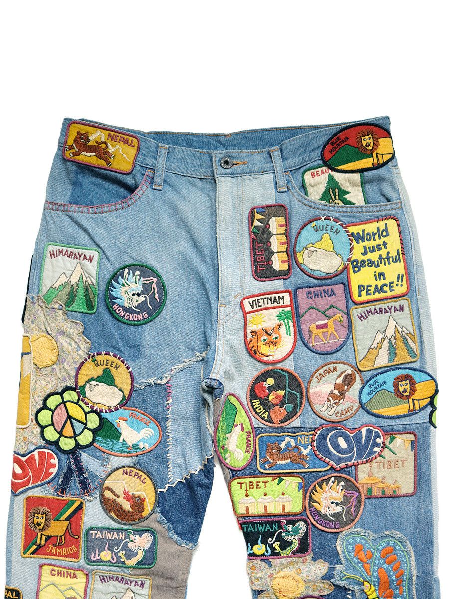 Kapital Kapital 12.5oz 5 Pocket Rat Flared (BEAUTIFUL WORLD INSANE) Size US 32 / EU 48 - 4 Thumbnail